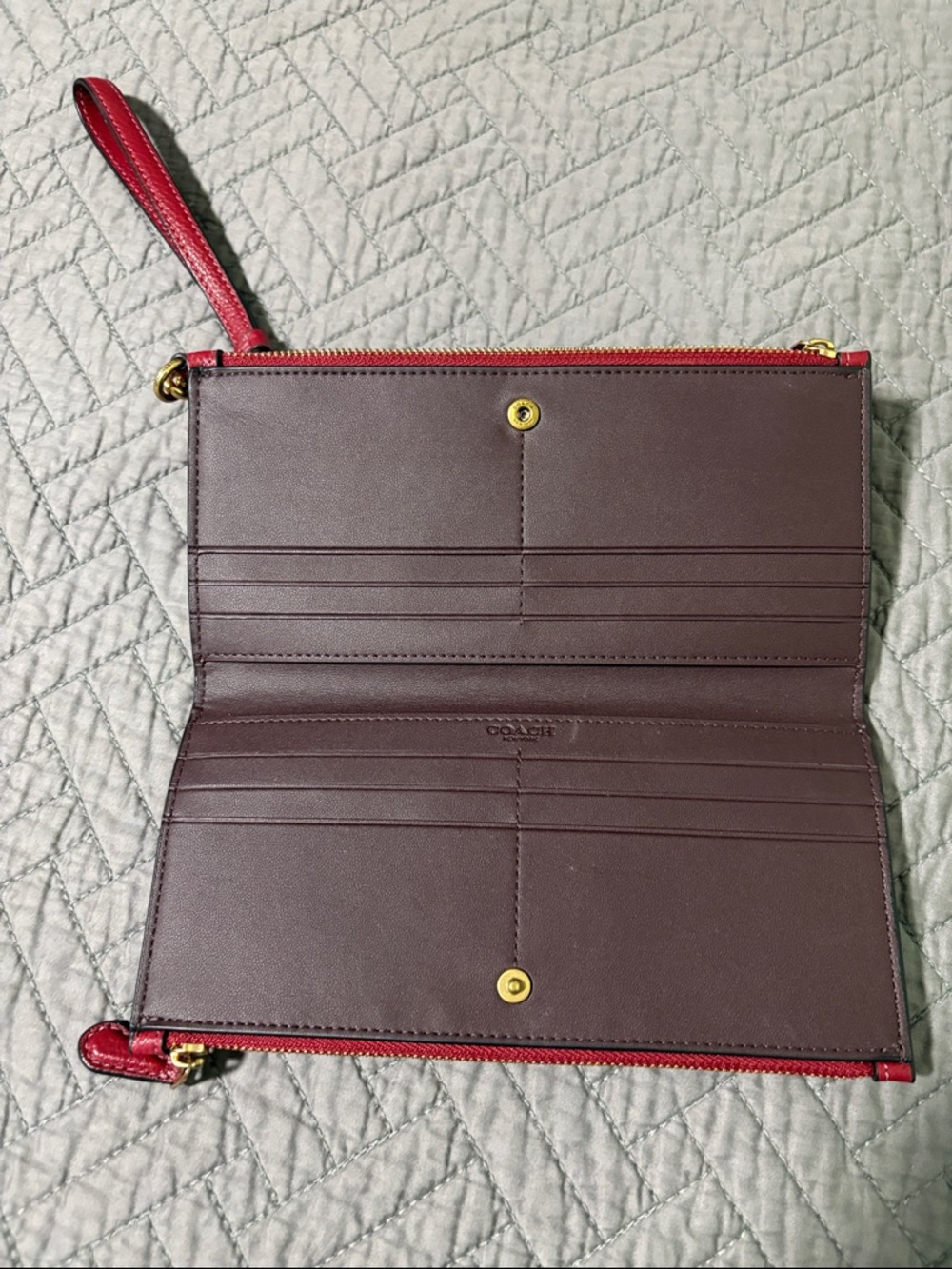 Coach Red Leather Wristlet Wallet - Picture 2 of 5